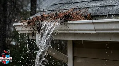 Water spilling over from gutter due to debris covering exit