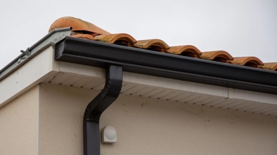 corner of a roof showing the gutter