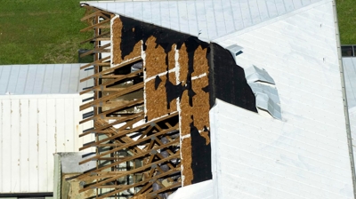 wind and storm damage on the roof