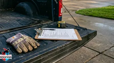Inspection checklist sitting on truck tailgate