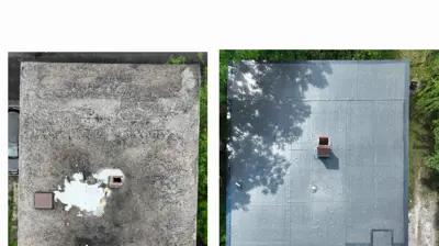 EPDM rubber membrane on a low-slope roof in Rhode Island.