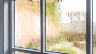 Moisture and visible mold on a window frame