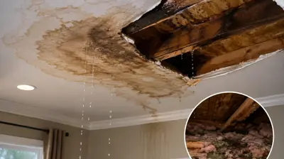 Roof leak causing water damage inside an El Paso home