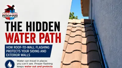 Roof flashing detail showing how water is directed away from exterior walls and siding.