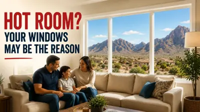 Hot room caused by heat entering through inefficient windows.