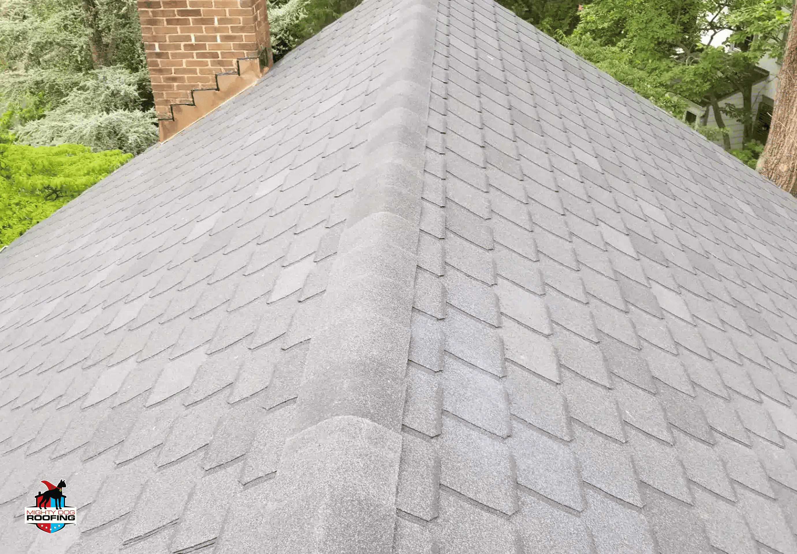 Asphalt roof shingles installed on home