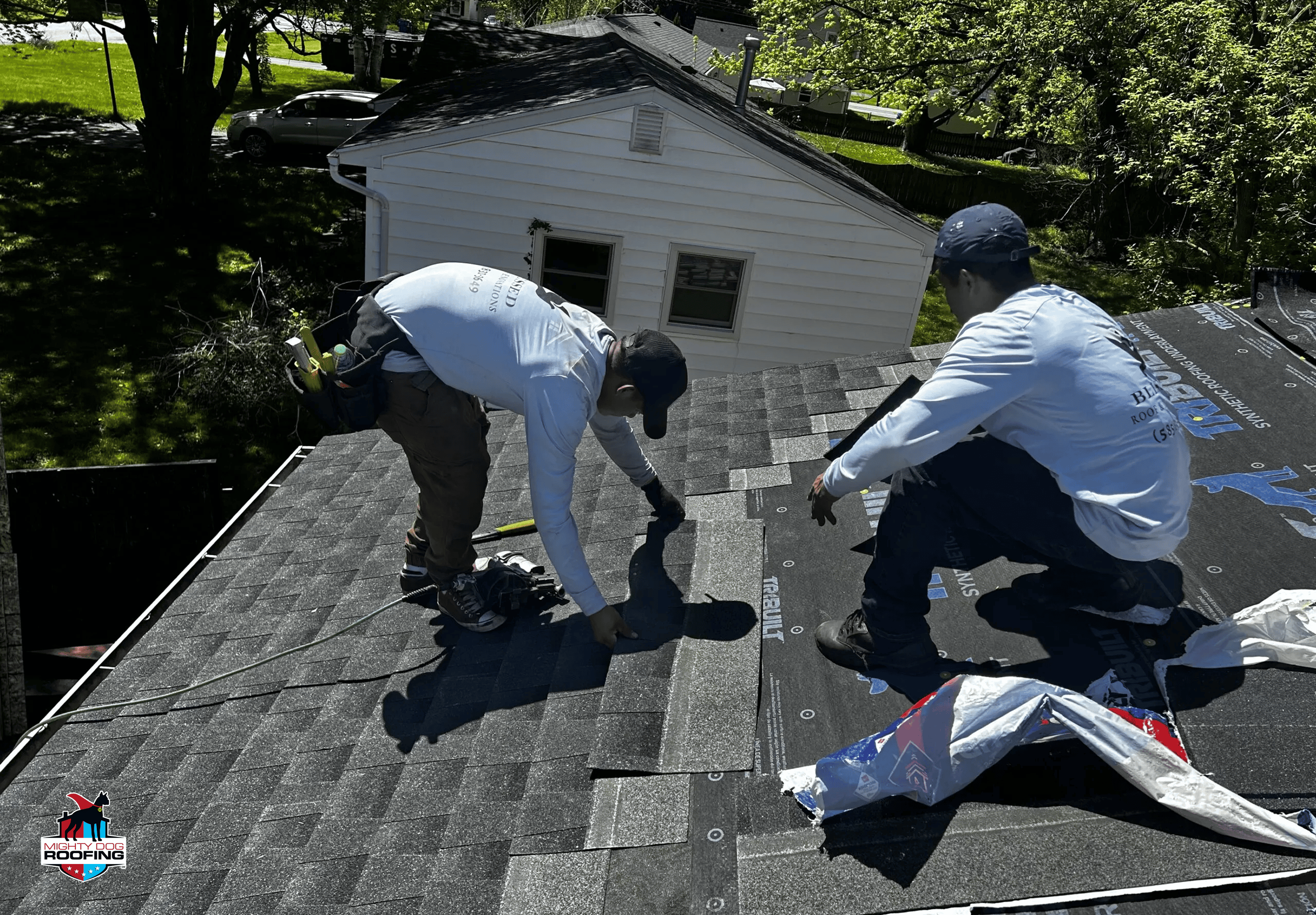 Local roofing contractor installing GAF shingles