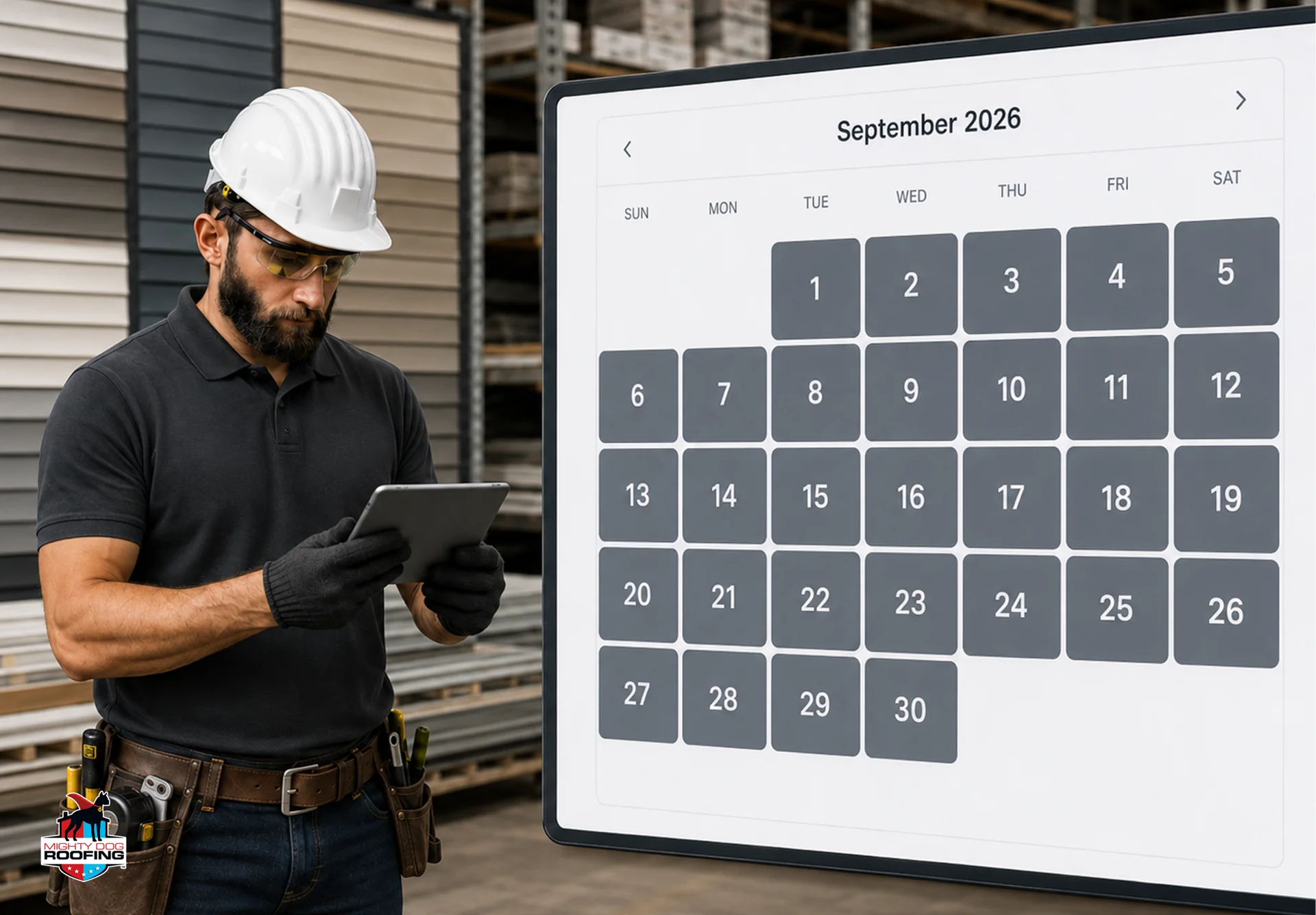 siding contractor checks work calendar